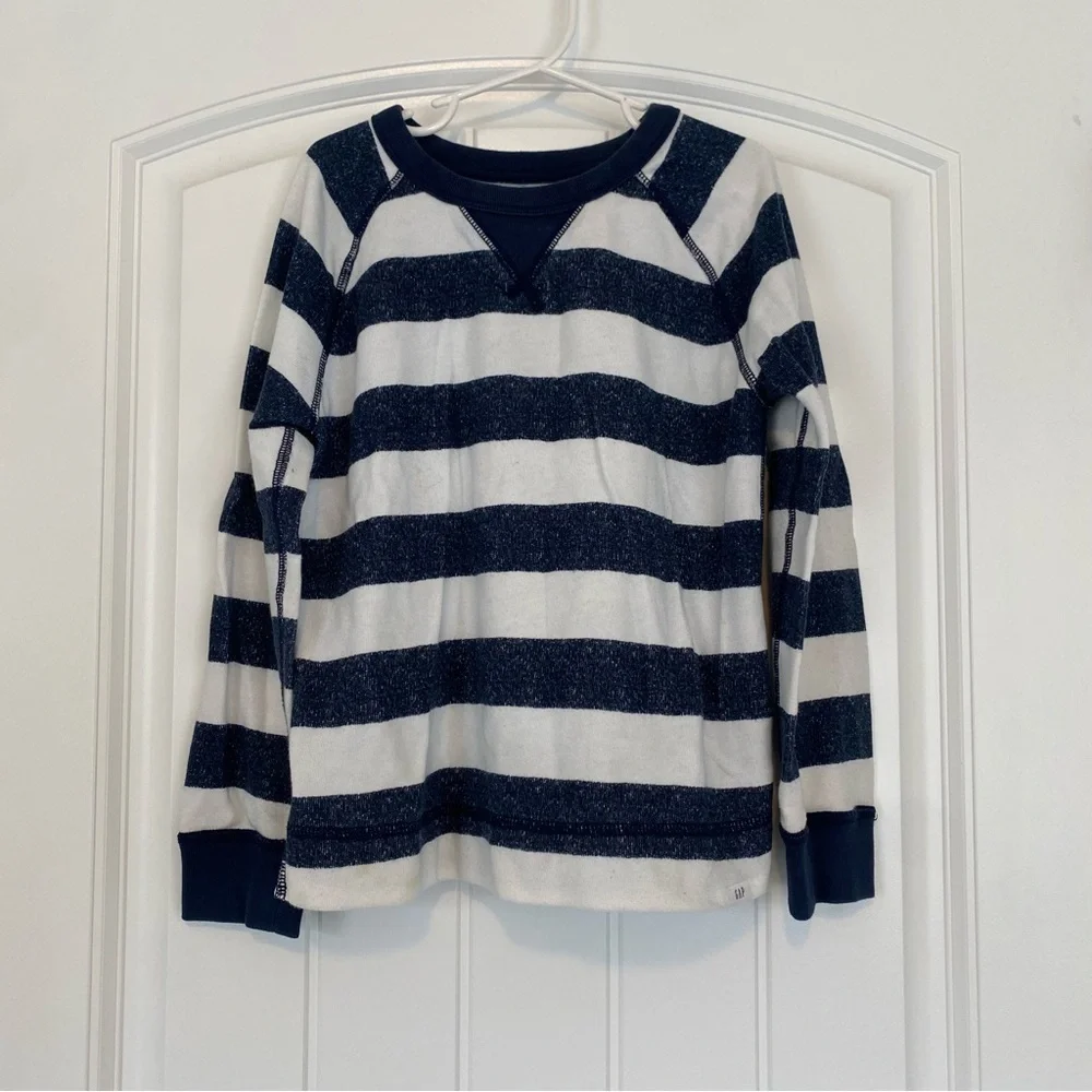 Gap Kids Little Boys Blue & White Striped Long Sleeve Shirt Size 6-7